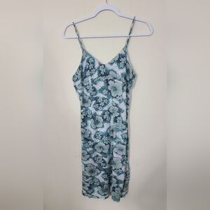Vintage‎ 90's Y2K Roxy QuickSilver Blue Hibiscus Beachy Surfcore Mini Dress